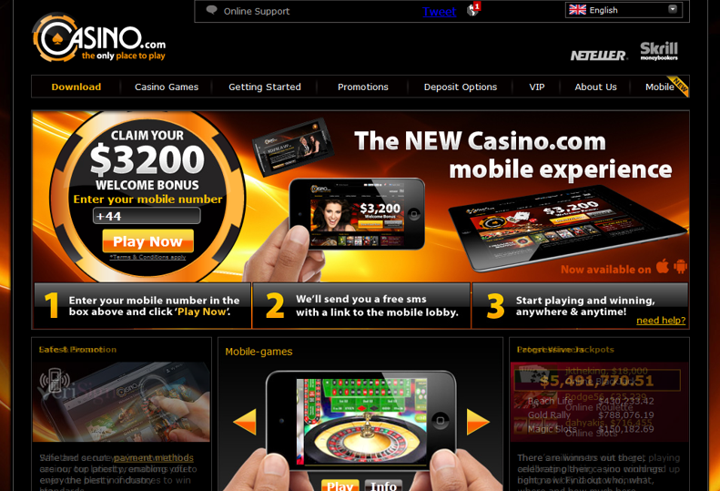 Aplikacja kasyna Casino.com